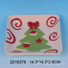 2016 Высококачественная Керамическая Рождественская елка Shaped Plate, Christmas Candy Plate